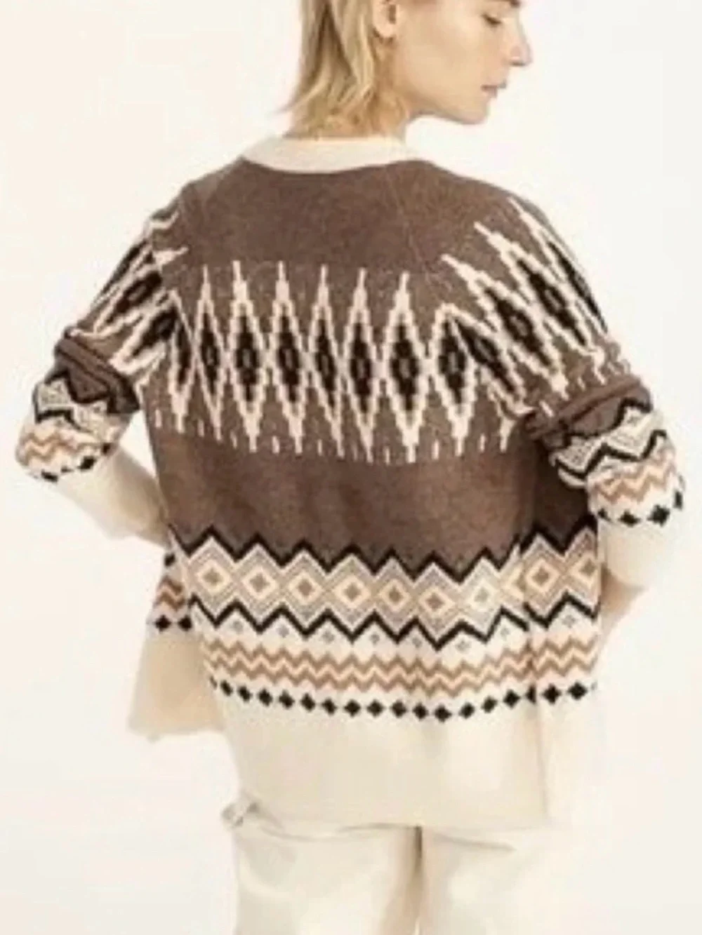 Perfect J.Crew Fair Isle Cardigan in Heather Fawn Muslin Alpaca/Wool Sweater